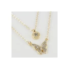 Kelebek Figürlü Yeni Sezon İkili Kolye-Sarı