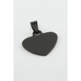 Kalp İsim Yazılabilir Çelik Kolye Ucu 2,3 cm-Siyah