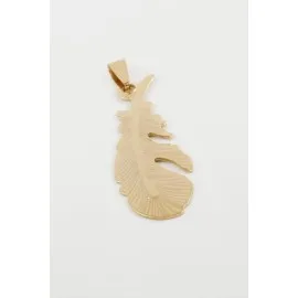 Yaprak Çelik Kolye Ucu 5 Cm-Sarı