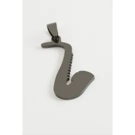 Oval Çelik Kolye Ucu 3,5 Cm-Siyah