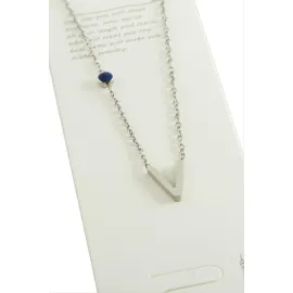 Gümüş Renkli Harfli Çelik Kolye-V