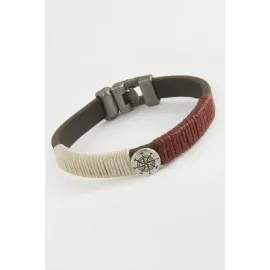 Pusula Kaliteli Suni Deri Bileklik-Kahverengi