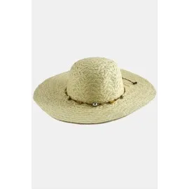 Göz Örme Zincir Hasır Şapka-Bej