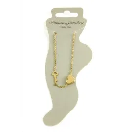 Kalp Kilit Lüks Çelik Halhal-Sarı