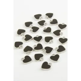 Kalp Mineli Bileklik ve Kolye Ucu Aparatı 1 Adet-Siyah