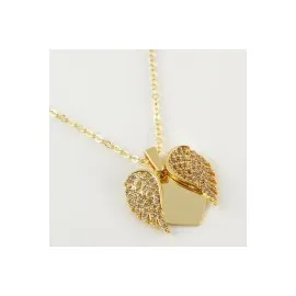 Kanat Açılır Kapanır Zirkon Taşlı Trend Kolye-Sarı