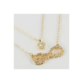 Aşkım Yazılı Sonsuzluk Figürlü Yeni Sezon İkili Kolye-Sarı