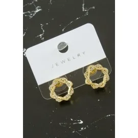 Sargılı Zirkon Taşlı Küpe-Sarı