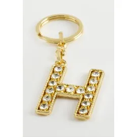 Sarı Renkli Taşlı Harf Anahtarlık-H