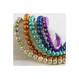 8 mm Kaplamalı Lav Taşı-Altın Rengi