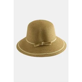 Fiyonglu Hasır Şapka-Kahverengi