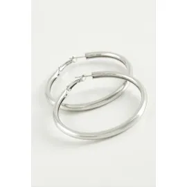 Boru Halka Küpe 3,5 Cm-Gümüş Rengi