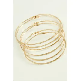 Ezme Metal Halka Küpe 6 Adet-Sarı