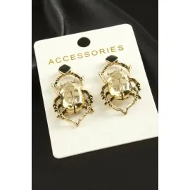 Örümcek Metal Zr Model Küpe-Sarı