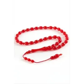 Zeytin Şekilli Plastik Tesbih 8X11 Mm-Açık Kırmızı