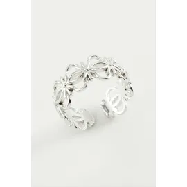 Çiçek Metal Yüzük-Gümüş Rengi