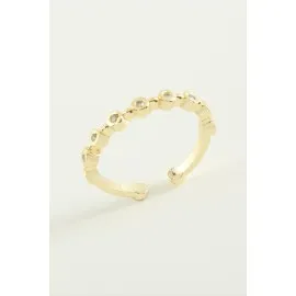 Yuvarlak Zirkon Taşlı Yüzük-Gümüş Rengi