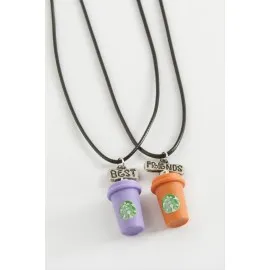 İçecek Arkadaşlık Kolyeleri Çift Kolye-Mor