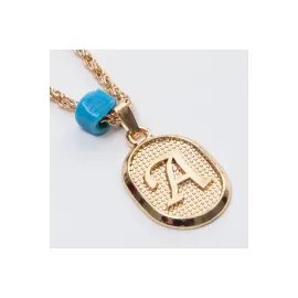 Plastik Boncuklu Burgulu Harfli Kolye-A