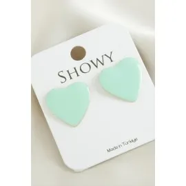 Kalp Yeni Sezon Mineli Küpe-Su Yeşili