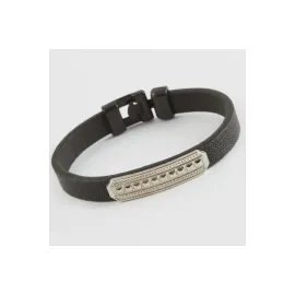 Noktalı Kaliteli Suni Deri Bileklik-Siyah