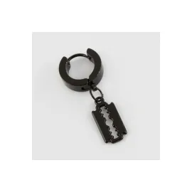 Jilet Figürlü Çelik Erkek Küpe 1 Adet-Gümüş Rengi