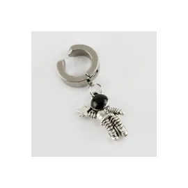 Astronot Figürlü Mıknatıslı Çelik Erkek Küpe Kıstırmalı 1 Adet-Gümüş Rengi