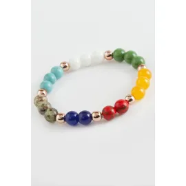 Çakra Doğaltaş Bileklik-Renkli