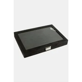 Cam Kapaklı Anfora Kumaş Batırmalı Yüzük Standı 24X34 Cm-Siyah