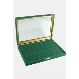 Cam Kapaklı Anfora Kumaş Küpe Standı 24X34 cm-Gri