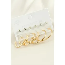 12 Adet Taşlı Halka Küpe-Sarı