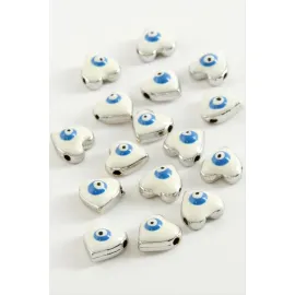 Kalp Mineli Bileklik ve Kolye Ucu Aparatı 1 Adet-Beyaz