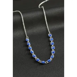 Nazarlı Mineli Kolye-Mavi