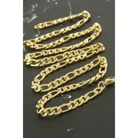 Oval Zincir Çelik Kolye 55 cm-Sarı