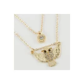 Baykuş Figürlü Yeni Sezon İkili Kolye-Sarı