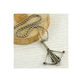 Ok Figürlü Metal Kolye-Gümüş Rengi