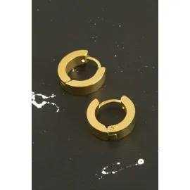 Sarı Renkli Erkek Çelik Küpe 1,5 Cm-Sarı