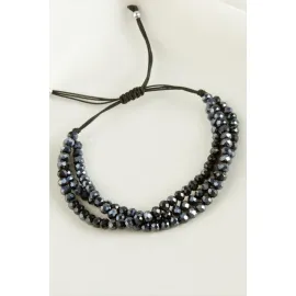 Üçlü Kristal Bileklik-Antrasit