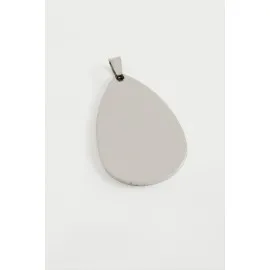 Oval İsim Yazılabilir Çelik Kolye Ucu 4,5 Cm-Gümüş Rengi