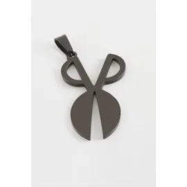 Makas Çelik Kolye Ucu 4 Cm-Siyah