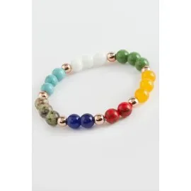 Çakra Doğaltaş Bileklik-Renkli