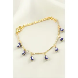 Damla Nazar Boncuk Mineli Bileklik-Mavi