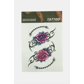 Gül Tattoo Dövme Sticker-Beyaz