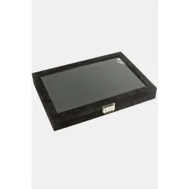 Cam Kapaklı Anfora Kumaş Küpe Standı 24X34 Cm-Siyah