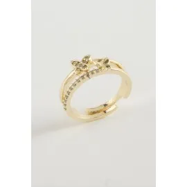 Kelebek Zirkon Taşlı Yüzük-Gümüş Rengi