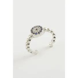 Nazar Taşlı Yüzük-Gümüş Rengi