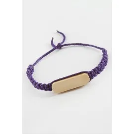 Ahşap Makrome Örgülü Bileklik-Pembe