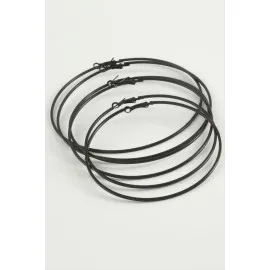 İnce Boru Metal Halka Küpe 6 Adet-Siyah