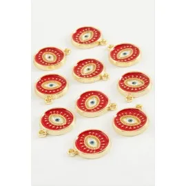 Göz Tek Kulp Mineli Bileklik ve Kolye Ucu Aparatı 1 Adet-Kırmızı