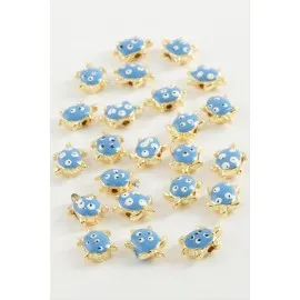 Kaplumbağa Mineli Bileklik Ve Kolye Ucu Aparatı 1 Adet-Mavi